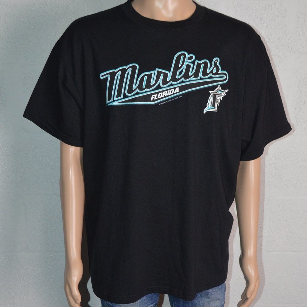 CSA Florida Marlins Black Baseball T-shirt Vintage Men's Size X-Large
